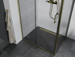 Mexen Apia cabine de douche coulissante 120 x 80 cm, transparent, or - 840-120-080-50-00* Paroi De Douche