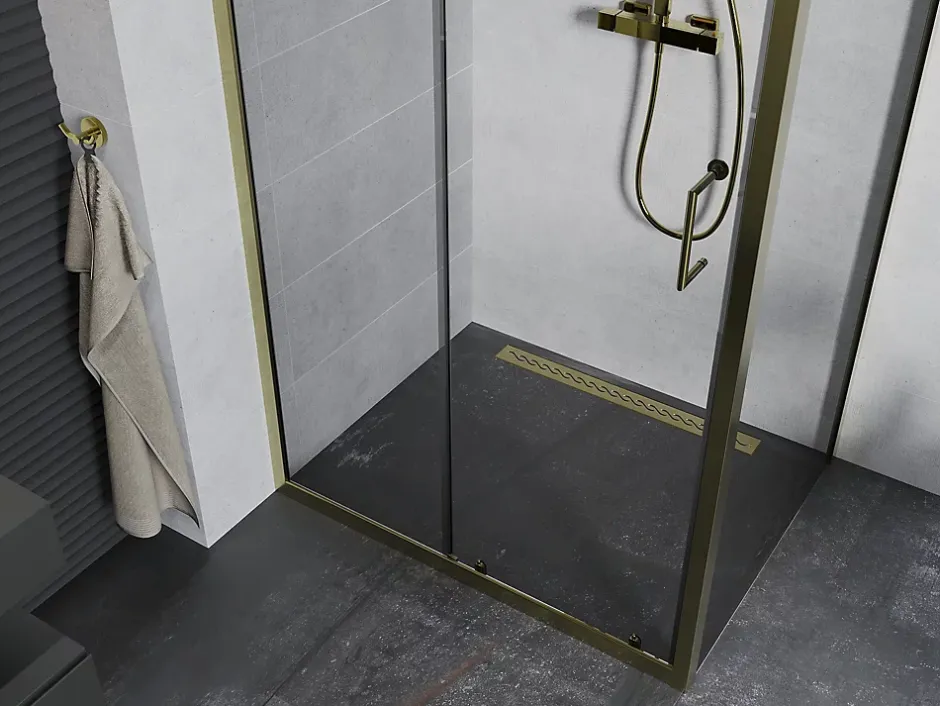 Mexen Apia cabine de douche coulissante 90 x 80 cm, transparent, or - 840-090-080-50-00* Paroi De Douche
