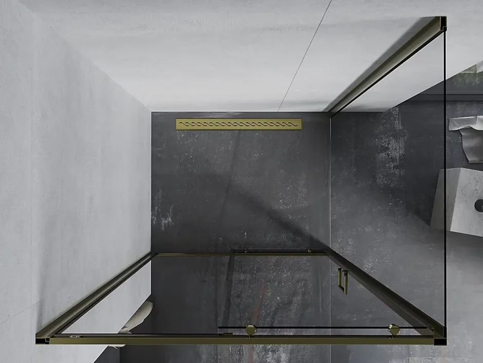 Mexen Apia cabine de douche coulissante 90 x 80 cm, transparent, or - 840-090-080-50-00* Paroi De Douche