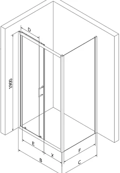 Mexen Apia cabine de douche coulissante 90 x 80 cm, transparent, or - 840-090-080-50-00* Paroi De Douche