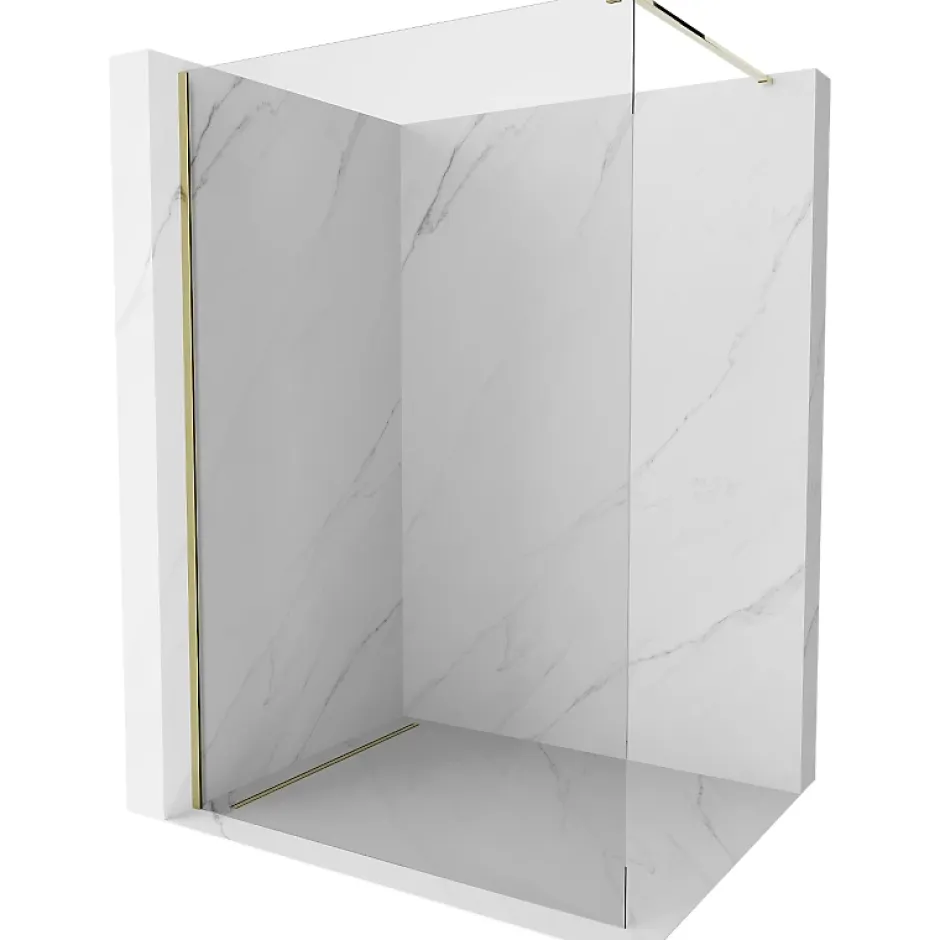 Mexen Kioto paroi de douche Walk-in 160 x 200 cm, transparent 8 mm, doré - 800-160-101-50-00