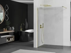 Mexen Kioto paroi de douche Walk-in 160 x 200 cm, transparent 8 mm, doré - 800-160-101-50-00