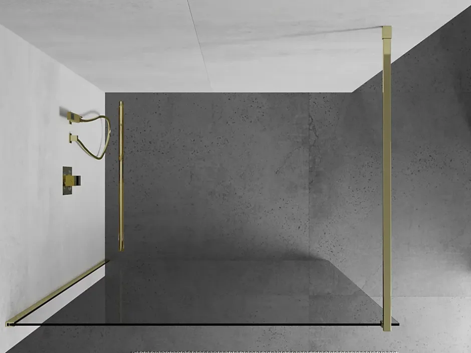 Mexen Kioto paroi de douche Walk-in 160 x 200 cm, transparent 8 mm, doré - 800-160-101-50-00