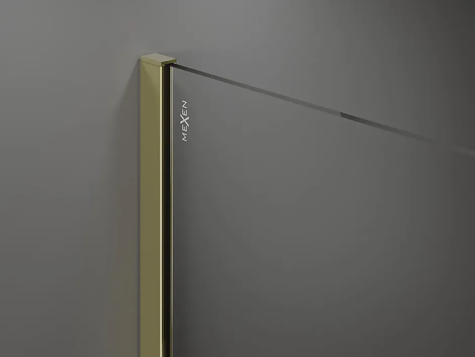 Mexen Kioto paroi de douche Walk-in 160 x 200 cm, transparent 8 mm, doré - 800-160-101-50-00