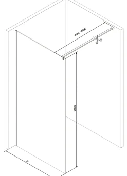 Mexen Kioto paroi de douche Walk-in 160 x 200 cm, transparent 8 mm, doré - 800-160-101-50-00