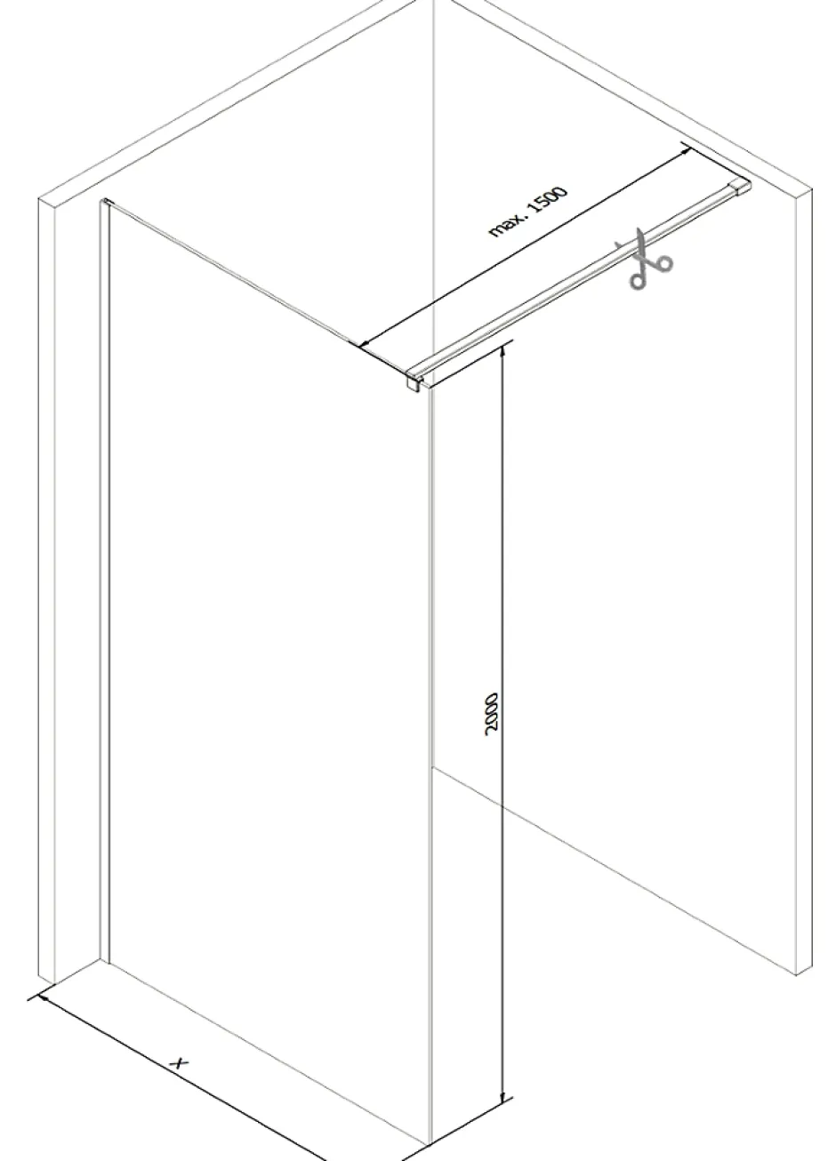 Mexen Kioto paroi de douche Walk-in 160 x 200 cm, transparent 8 mm, doré - 800-160-101-50-00