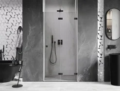 Mexen Lunar-F porte de douche pliante droite 65 cm, transparentes, noires - 836-065-000-70-00-P* Porte De Douche