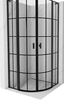 Mexen Mist L cabine de douche quart-de-rond pivotante 90 x 90 cm, grille noire, noir - 8A32L-090-090-70-77* Cabine De Douche