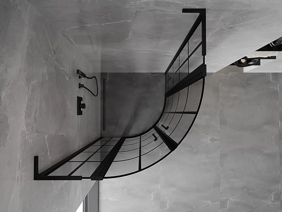 Mexen Mist L cabine de douche quart-de-rond pivotante 90 x 90 cm, grille noire, noir - 8A32L-090-090-70-77* Cabine De Douche