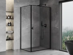 Mexen Mist-B cabine de douche pivotante droite 80 x 110 cm, cadre noir, noir - 8A2T-080-110-70-70-P