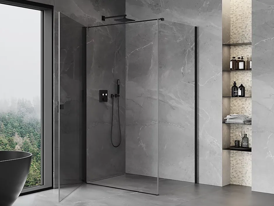 Mexen Mist-B cabine de douche pivotante 100 x 120 cm, transparent, noir - 8A2T-100-120-70-00* Cabine De Douche