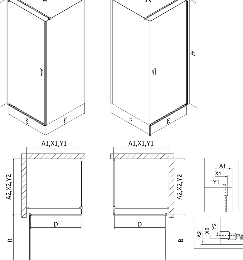 Mexen Mist-B cabine de douche pivotante 100 x 120 cm, transparent, noir - 8A2T-100-120-70-00* Cabine De Douche