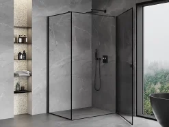 Mexen Mist-B cabine de douche pivotante droite 70 x 80 cm, cadre noir, noir - 8A2T-070-080-70-70-P