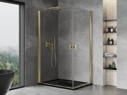 Mexen Mist-B Duo cabine de douche pivotante 100 x 95 cm, transparent, doré - 8A2-100-095-50-00