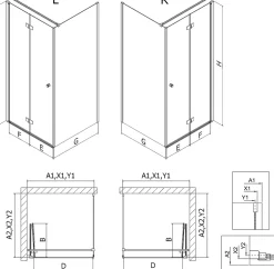 Mexen Mist-F cabine de douche pliante droite 80 x 100 cm, cadre noir, noir - 8A6T-080-100-70-70-P* Cabine De Douche