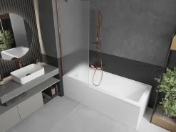 Mexen Next paroi de baignoire 1 vantail 70 x 150 cm, dépoli, or rose - 895-070-000-00-30-60