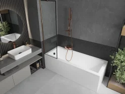Mexen Next paroi de douche à 1 volet 50 x 150 cm, cadre noir, or rose - 895-050-000-00-70-60