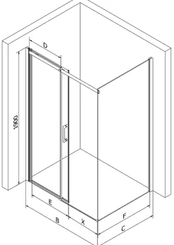 Mexen Omega cabine de douche coulissante 110 x 80 cm, transparent, dorée - 825-110-080-50-00* Paroi De Douche