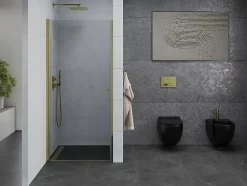 Mexen Pretoria porte de douche pivotante 70 cm, transparent, dorée - 852-070-000-50-00