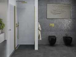 Mexen Pretoria porte de douche pivotante 70 cm, transparent, dorée - 852-070-000-50-00