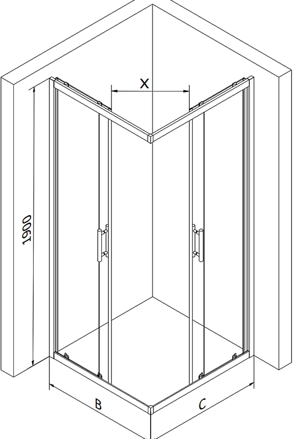 Mexen Rio cabine de douche carrée 90 x 90 cm, transparente, noire - 860-090-090-70-00* Cabine De Douche