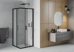 Mexen Rio cabine de douche carrée 80 x 80 cm, givrée, noire - 860-080-080-70-30* Paroi De Douche