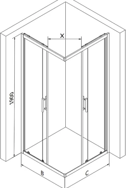Mexen Rio cabine de douche carrée 80 x 80 cm, givrée, noire - 860-080-080-70-30* Paroi De Douche