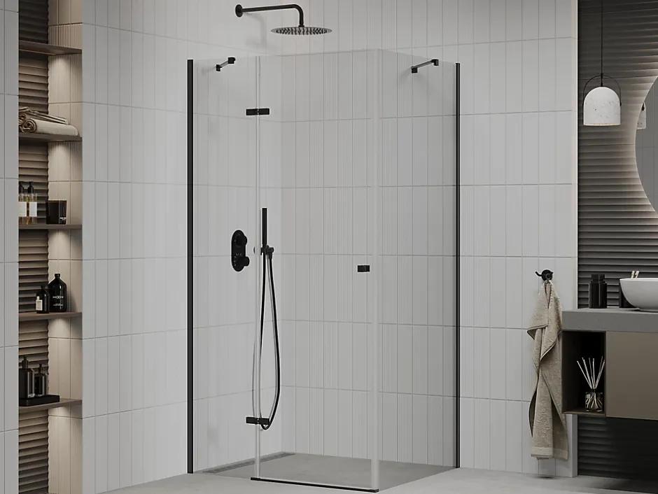 Mexen Roma cabine de douche pivotante 100 x 80 cm, transparent, noire - 854-100-080-70-00