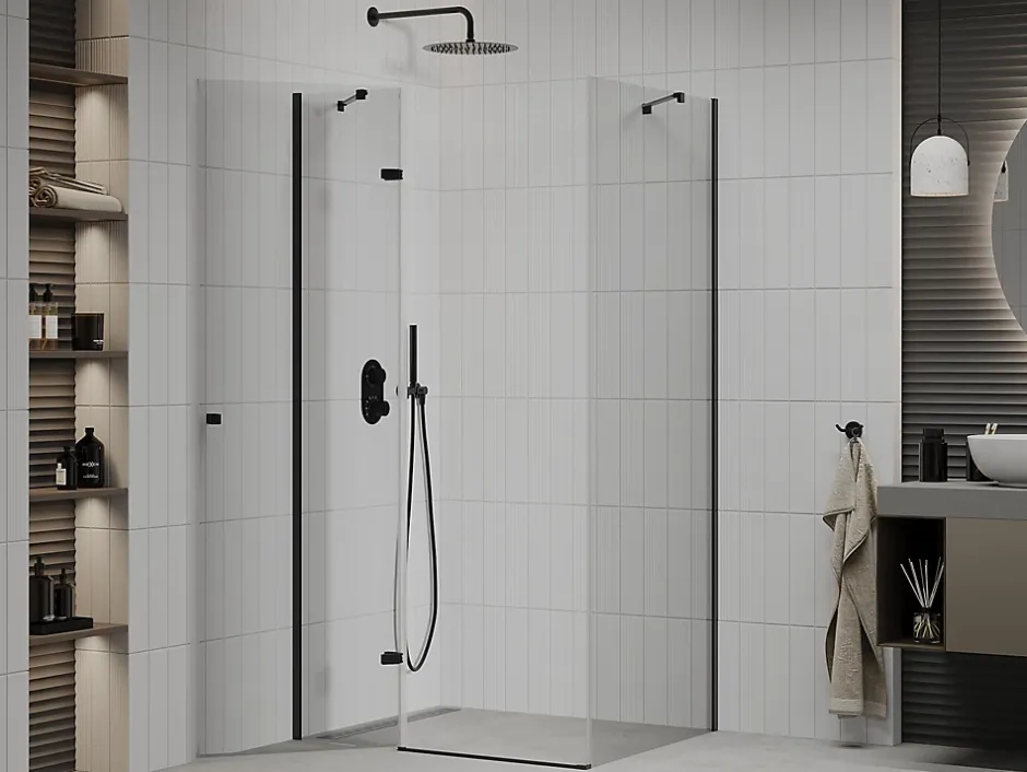 Mexen Roma cabine de douche pivotante 100 x 80 cm, transparent, noire - 854-100-080-70-00