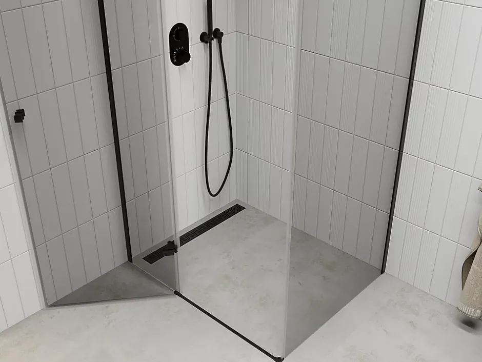 Mexen Roma cabine de douche pivotante 100 x 80 cm, transparent, noire - 854-100-080-70-00