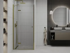 Mexen Roma porte de douche battante 90 cm, transparent, doré - 854-090-000-50-00