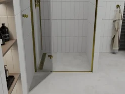 Mexen Roma porte de douche pivotante 120 cm, transparentes, dorées - 854-120-000-50-00