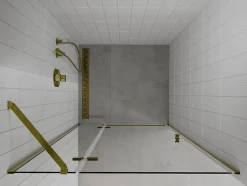 Mexen Roma porte de douche pivotante 120 cm, transparentes, dorées - 854-120-000-50-00