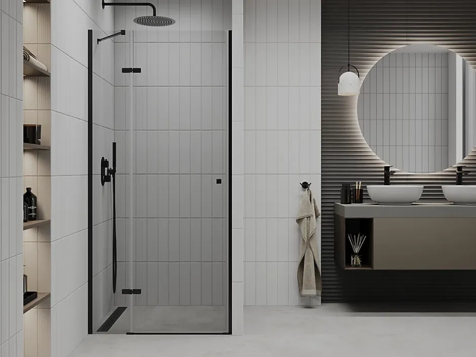 Mexen Roma porte de douche pivotante 110 cm, transparentes, noires - 854-110-000-70-00