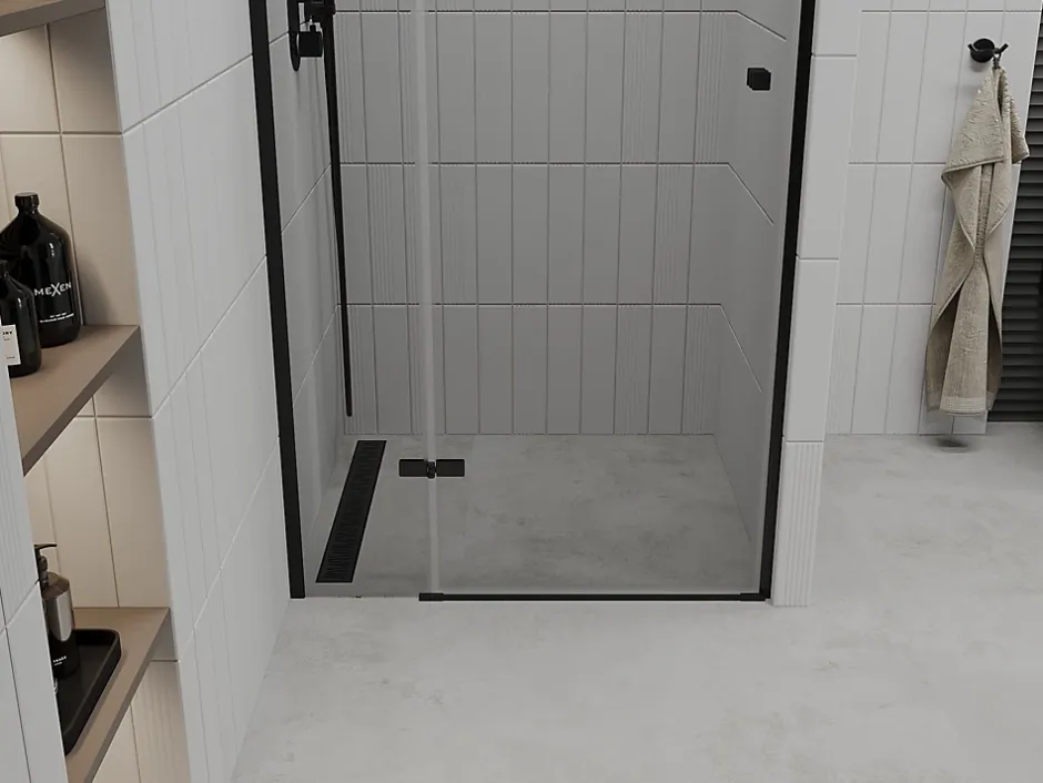 Mexen Roma porte de douche pivotante 110 cm, transparentes, noires - 854-110-000-70-00