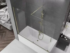 Mexen Velar pare-douche 2 plis coulissant 180 x 150 cm, transparent, doré - 896-180-000-01-50* Paroi De Douche