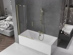 Mexen Velar paroi de baignoire 2 volets coulissants 95 x 150 cm, transparent, doré brossé - 896-095-000-01-55