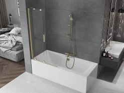 Mexen Velar paroi de baignoire 2 volets coulissants 95 x 150 cm, transparent, doré brossé - 896-095-000-01-55