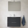 Vitra Mia ensemble meuble 79x61x39,5 cm avec miroir, lavabo et éclairage LED, Anthracite brillant (MIASET80A)