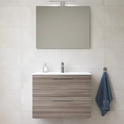 Vitra Mia ensemble meuble 79x61x39,5 cm avec miroir, lavabo et éclairage LED, Cordoba (MIASET80C)* Lave-Mains