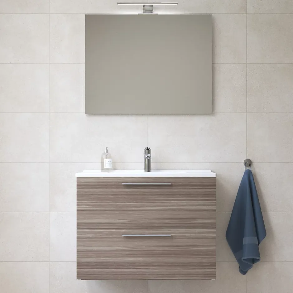 Vitra Mia ensemble meuble 79x61x39,5 cm avec miroir, lavabo et éclairage LED, Cordoba (MIASET80C)* Lave-Mains