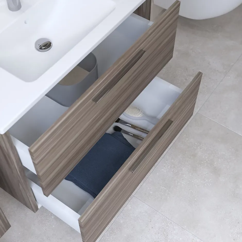 Vitra Mia ensemble meuble 79x61x39,5 cm avec miroir, lavabo et éclairage LED, Cordoba (MIASET80C)* Lave-Mains