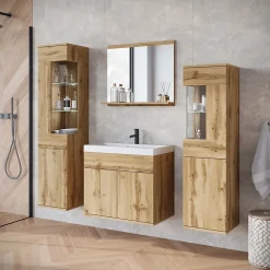 MINIO go for it , ensemble de meubles de salle de bain NIKITA chêne wotan, 4 pièces