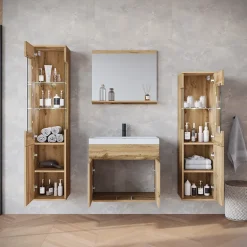 MINIO go for it , ensemble de meubles de salle de bain NIKITA chêne wotan, 4 pièces