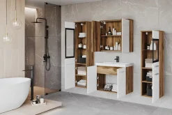 MINIO go for it , Meuble de salle de bain chêne wotan/blanc brillant - MARIT II* Ensemble Meuble De Salle De Bains