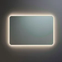 Et Design Miroir à bord poli 100x70 cm avec coins arrondis et rétroéclairage périmétrique