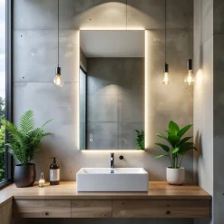 Et Design Miroir à bord poli 120x60 cm avec rétroéclairage périmétrique, interrupteur tactile et système antibuée