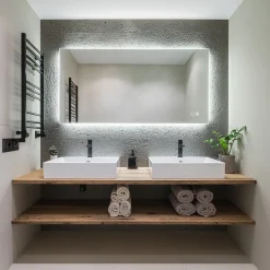 Et Design Miroir à bord poli 120x60 cm avec rétroéclairage périmétrique, interrupteur tactile et système antibuée