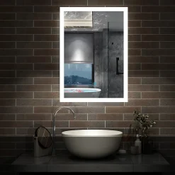 AICA Sanitaire Miroir de salle de bain 50x70cm LED tricolore anti-buée + mémoire + dimmable,