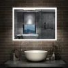 AICA Sanitaire Miroir de salle de bain 80x60cm LED tricolore anti-buée + mémoire + dimmable,* Miroir Lumineux